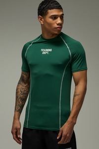 Camiseta deportiva de manga corta para hombre, ajustada, atlética, con cuello redondo, para entrenamiento, compresión, informal, top ajustado para hombre - Product Image 3