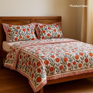 Teintures non toxiques de qualité supérieure, imprimé indien sur tissu pur coton tissé, textile de décoration pour lit et salle à manger de Jaipur, écologique, lavable, doux et durable - Product Image 4