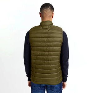 Gilet matelassé personnalisé pour homme à col montant, avec extérieur en toile imperméable, coupe-vent, manches d'hiver, grandes tailles, service OEM - Product Image 4