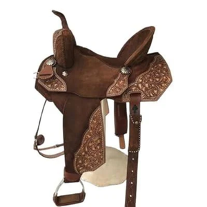 Selle de cheval western artisanale en cuir véritable, décorée de motifs floraux, pour la randonnée, le ranch et les spectacles équestres, confortable, durable et de qualité supérieure. - Product Image 3