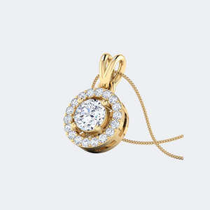 OBERON JEWELS Collier pendentif solitaire halo pour femme avec diamant rond brillant de 0,65 CTW cultivé en laboratoire, plaqué or, avec certificat - Product Image 5