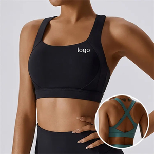 Custom <b>Printed</b> Unisex Eco-Friendly High Support Cross Back Sports Bra Crystal Front Logo Spandex/Nylon Yoga Crop <b>Top</b> Activewear - Product Image 1
