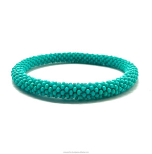 Turquoise Seed Bead Seawater Pearl Charm Bracelet Handmade Elastic Multicolor 7inch Luxury Unisex Wholesale Custom Gift Set - Product Image 1