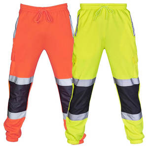 Pantalon de travail réfléchissant holographique multipoches pour homme, idéal pour l'entraînement sportif et les travaux routiers, haute visibilité, décontracté, en matériau PET - Product Image 1