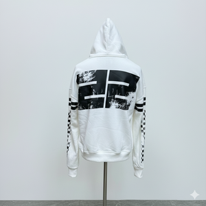 Sweat-shirt à capuche zippé blanc imprimé pour homme, streetwear, coupe ample, en coton tricoté, couleurs personnalisées - Product Image 2