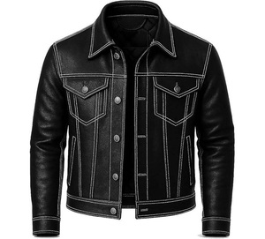 Chaqueta de Cuero de Cordero Marrón Desgastado para Hombre - Chaqueta Estilo Motero Vintage Auténtica para Hombre - Product Image 5
