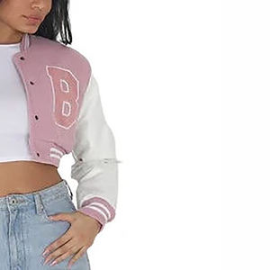 Chaquetas Varsity Cortas de Moda Urbana para Mujer, Chaquetas Deportivas de Corte Regular, Chaquetas Varsity Letterman para Mujer, MOQ Bajo, OEM - Product Image 5