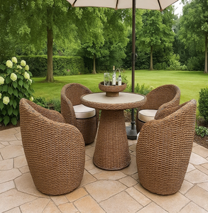 Ensemble de meubles de jardin en rotin imperméable de luxe, design rond moderne pour jardin, villa, cour et appartement - Product Image 2