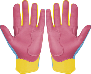 Guantes de Bateo de Béisbol Ligeros, Duraderos, Suaves al Tacto, de Cuero de Primera Calidad, Antideslizantes, con Cierre de Gancho y Bucle, Color Azul Cielo y Amarillo - Product Image 2