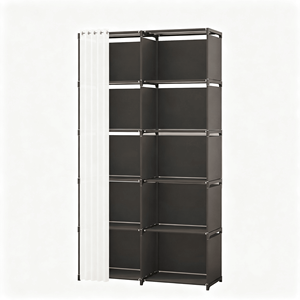 Organizzatore a 10 cubi con tenda, armadio modulare fai-da-te, scaffalatura autoportante con struttura in metallo - Product Image 1