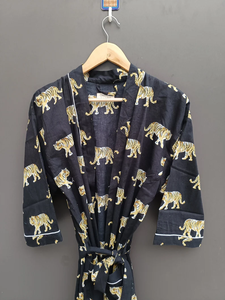 Bata Kimono con Estampado de Dibujos Animados para Mujer, de Algodón Suave, Camisón de Verano Hecho a Mano, ODM, Cuello en V, Cintura Elástica, Largo hasta la Rodilla - Product Image 5