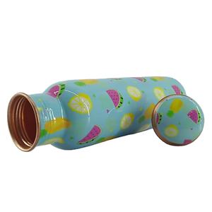 La botella de agua de cobre impresa personalizada más vendida, botella de agua de cobre de diseñador de esmalte impreso personalizado Natural India - Product Image 1