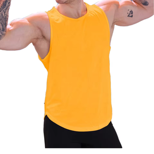 Débardeur de sport pour homme, décontracté, respirant, moulant, pour la course et l'entraînement, à manches courtes, tricoté, 100% coton, anti-boulochage, 180g - Product Image 2