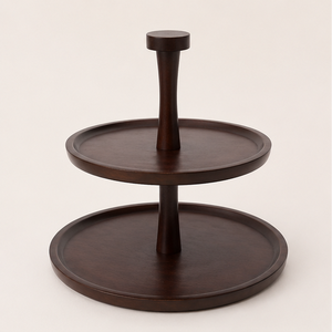Luxury 2 <b>Tier</b> Acacia Wood <b>Cake</b> Stand Wooden Tiered Serving Tray for Cupcakes Fruits & Dessert Eco-Friendly Dessert Display Stand - Product Image 1
