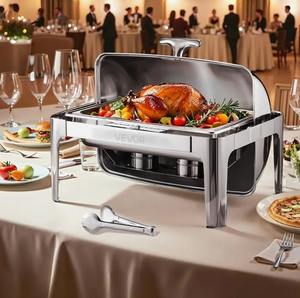 Durable 150L Stainless Steel Circular Chafing Dish <b>Roll</b> Top Buffet Warmer Premium Food Serving Equipment for Hotel At Best Price - Product Image 3