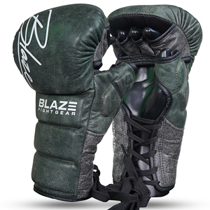 ถุงมือ MMA แบบผูกเชือก BLAZE FIGHT GEAR หนังแตก สำหรับฝึกซ้อมและต่อสู้ ฝ่ามือเปิด 9 ออนซ์ สำหรับการต่อสู้แบบ Grappling ถุงมือชกมวยสำหรับผู้ใหญ่ - Product Image 3