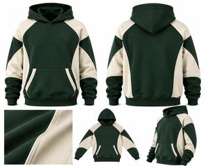 Men's Color Blocking Hoodie <b>Raglan</b> Sleeve FRENCH TERRY Casual Winter Loose Solid Design Pocket Hooded Sweatshirt Eco-Friendly - Product Image 3