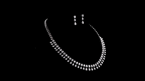 Emerald Cut Lab Grown Diamond Tennis <b>Necklace</b> <b>Set</b> in Sterling <b>Silver</b> | IGI Certified Elegant Bridal Wedding <b>Necklace</b> - Product Image 2