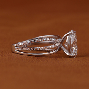 Custom DEF3.0 Oval Cut IGI Certified Vvs Lab Grown Diamond Engagement Ring 14K White Gold Side Stones Ring - Product Image 2