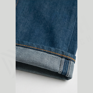 Jean en denim coupe droite délavé foncé pour homme, taille haute, coupe slim, en coton, style décontracté, pantalon d'automne - Product Image 6