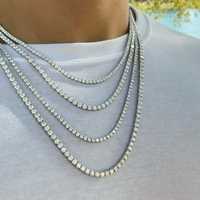 Collier chaîne à maillons minimaliste de luxe, coupe brillante, en argent sterling 925 plaqué argent, moissanite certifiée IGI, pour homme et femme