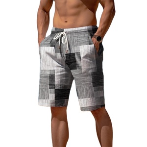 กางเกงขาสั้นซับเหงื่อสำหรับผู้ชายกางเกงขาสั้นชายหาดกางเกงขาสั้นผ้าเทอร์รี่เอวยางยืดมีเชือกผูกพิมพ์ลายกราฟิกลายสก๊อตระบายอากาศได้ดีกางเกงขาสั้นนุ่มใส่ได้ทุกวัน - Product Image 5