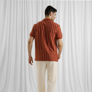 Chemises décontractées pour hommes tendance, toutes saisons, de haute qualité, 100% coton, unies, vintage, tricotées, respirantes, logo personnalisé, manches courtes - Product Image 4