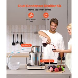 Alambicco in Acciaio Inossidabile da 3 Galloni/11,4 L con Serpentina in Rame, Kit per la Fermentazione Domestica di Acqua e Alcol - Product Image 2
