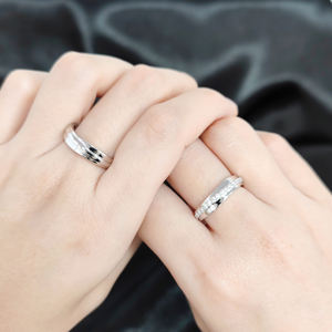 Bague de fiançailles unisexe en or massif 18 carats, pierre naturelle taille brillant rond, sertie à griffes, plaqué rhodium, style original - Product Image 2