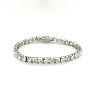 Bracelet tennis pour femme en acier inoxydable plaqué argent/or, serti de diamants taille brillant, style vintage, certifié IGI, pour mariage - Product Image 4