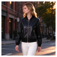 Blouson bomber pour femme 100% polyester, col montant, poches latérales zippées, poignets côtelés, vêtement d'extérieur décontracté pour l'hiver, respirant et coupe-vent