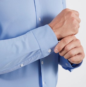 100% Cotton Men's Long Sleeve Formal Summer Dress <b>Shirt</b> Stand Collar Single <b>Button</b> Closure Eco-Friendly Breathable Comfortable - Product Image 3
