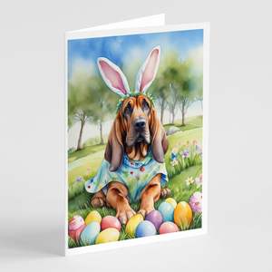 Bloodhound Easter Egg Hunt Whimsical A7 Tamaño 5x7 Tarjetas de notas en blanco Paquete de 8 con sobres Tarjetas de felicitación - Product Image 1