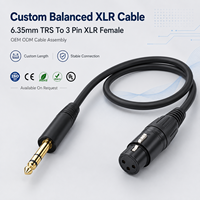 Câble audio professionnel OEM personnalisé, adaptateur TRS mâle 6,35 mm vers XLR femelle 3 broches, câble XLR équilibré pour mixeur, haut-parleur, guitare