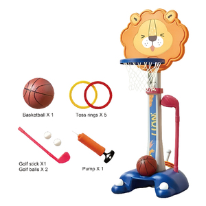 Support de basket-ball en plastique 3-en-1 avec plusieurs fonctionnalités pour les âges 2-7 Hauteur réglable 111-151cm - Product Image 1