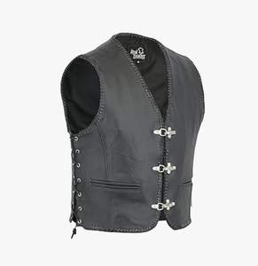 Gilet de motard en cuir noir pour homme, style club, du S au 3XL - Product Image 1