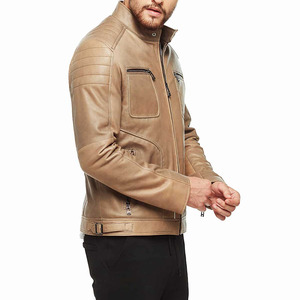 Trendy Daily Wear Fashion Look Modern <b>Men</b> Leather <b>Jacket</b> with Luxury Design <b>Men</b> <b>Light</b> Color Leather Fashion <b>Jacket</b> For Sale - Product Image 5