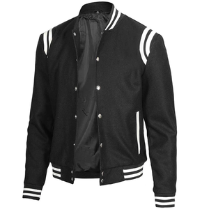 Custom Patch Embroidered <b>Men's</b> Winter Striped <b>Varsity</b> <b>Bomber</b> <b>Jacket</b> - Product Image 3