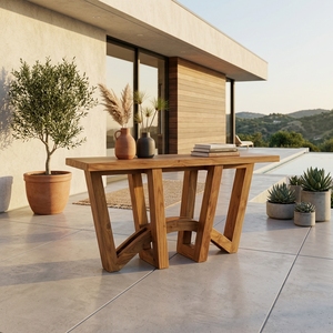 Treedi Console Modern Geometric Solid <b>Wood</b> Hallway <b>Table</b> Elegant Entryway Furniture For <b>Rustic</b> Contemporary Interior Home Design - Product Image 2