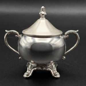 Sucrier vintage en argent plaqué avec couvercle F.B. Rogers 1883, sucrier antique avec poignées, service à thé classique - Product Image 1