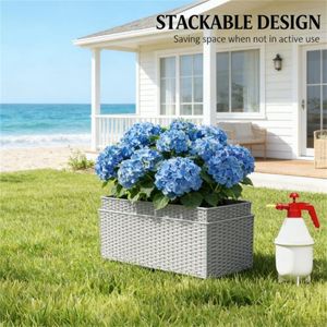 Set di 2 fioriere grigie da ringhiera, fioriere sospese e vasi inclusi (solo vasi) X2 - Product Image 3