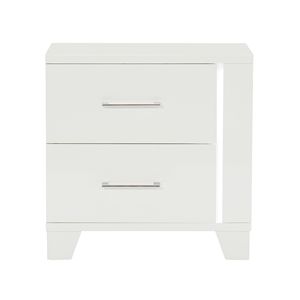 Modern Bedroom Luxury <b>Bedside</b> <b>Table</b> 1pc White High Gloss Finish Nightstand with <b>LED</b> Light Wooden Furniture - Product Image 2