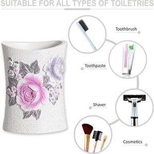 Set di Accessori da Bagno Michelle con Design Floreale, 4 Pezzi, Dispenser per Lozione, Portaspazzolino, Portasapone - Product Image 6
