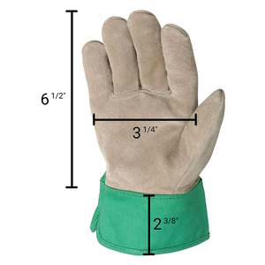 Gants de travail en cuir vert et beige, longueur poignet, respirants, pour usage extérieur, style uni, printemps-automne, gants de sécurité - Product Image 5