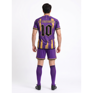Maillot de sport en maille 100 % polyester sublimé personnalisé pour homme Imperial Grape – Kit de match de football authentique, vente en gros, OEM - Product Image 2