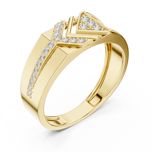 Bague pour homme en or massif 14K 18K, motif chevron géométrique, diamant de laboratoire taille ronde DEF VVS, moderne, diamant CVD, bijoux fins de mariage - Product Image 4