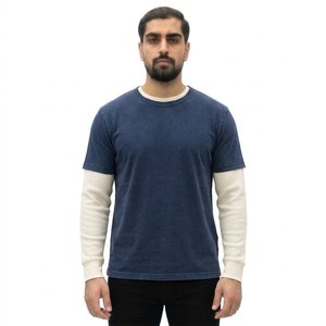 Men's Regular Fit Short Sleeve Solid Burgundy <b>Cotton</b> T-Shirt O-Neck Streetwear Eco-Friendly Contrast Trim Knitted <b>Fabric</b> - Product Image 4