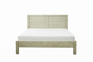 Minimalist Solid Wood Platform <b>Bed</b> <b>Queen</b> <b>Size</b> Green Scandinavian Design Durable - Product Image 2