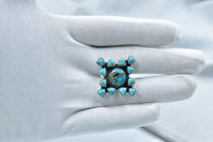 Handmade Blue Copper Mojave Turquoise Sterling Silver <b>Adjustable</b> <b>Ring</b> Natural Gemstone Jewelry for Women Wholesale - Product Image 6