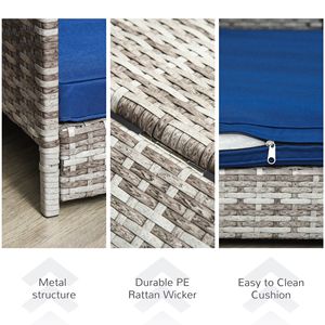 Cuccia per Animali Domestici Blu Scuro in Vimini e Rattan, Resistente all'Acqua, con Cuscini Rimovibili e Fondo Rialzato per Uso Interno/Esterno - Product Image 6